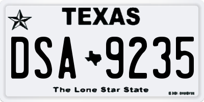 TX license plate DSA9235