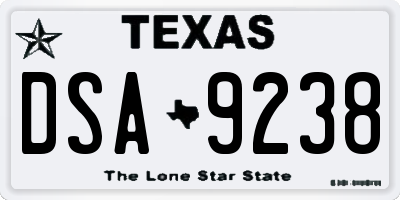TX license plate DSA9238