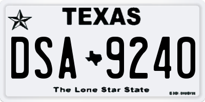 TX license plate DSA9240