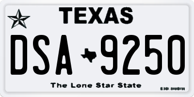 TX license plate DSA9250