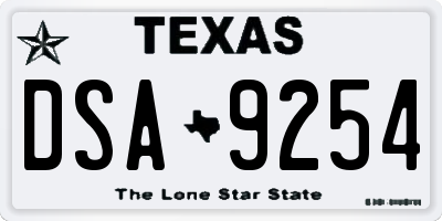 TX license plate DSA9254