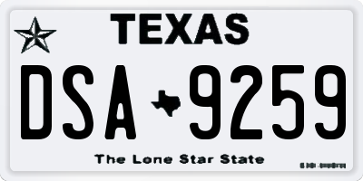 TX license plate DSA9259