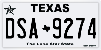 TX license plate DSA9274