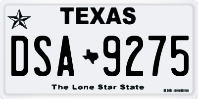 TX license plate DSA9275