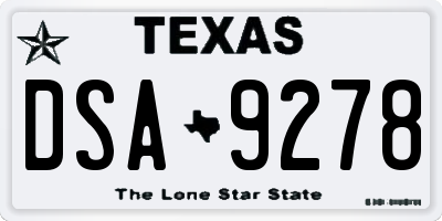 TX license plate DSA9278