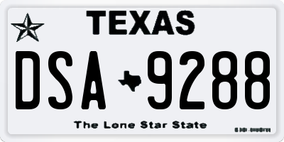 TX license plate DSA9288