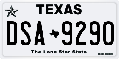 TX license plate DSA9290