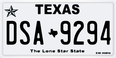 TX license plate DSA9294