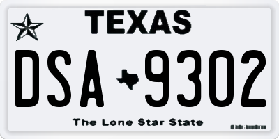 TX license plate DSA9302