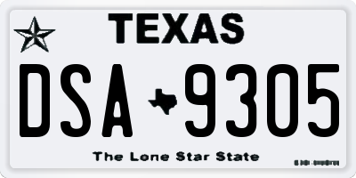 TX license plate DSA9305
