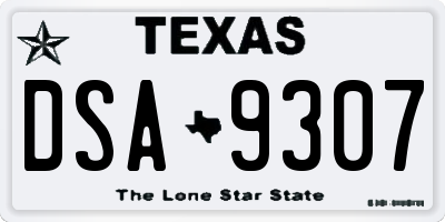 TX license plate DSA9307