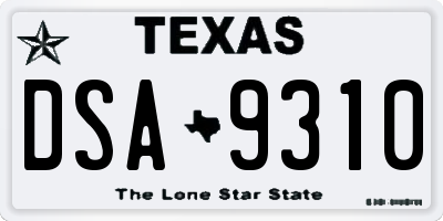 TX license plate DSA9310