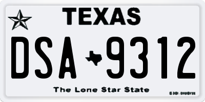 TX license plate DSA9312