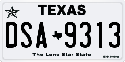 TX license plate DSA9313