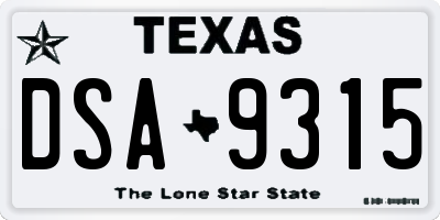 TX license plate DSA9315