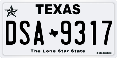TX license plate DSA9317