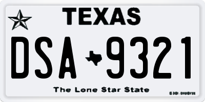 TX license plate DSA9321