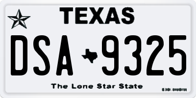 TX license plate DSA9325