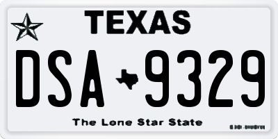 TX license plate DSA9329