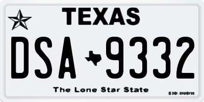 TX license plate DSA9332
