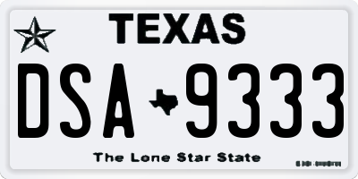TX license plate DSA9333