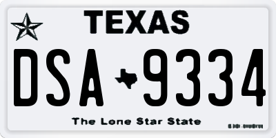 TX license plate DSA9334