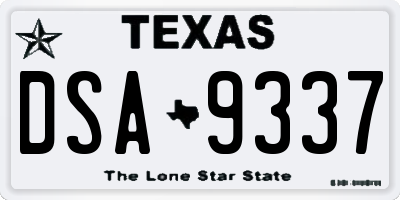 TX license plate DSA9337
