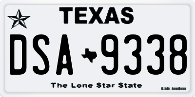 TX license plate DSA9338