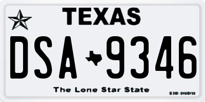 TX license plate DSA9346