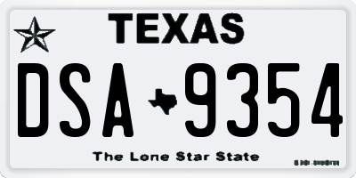 TX license plate DSA9354
