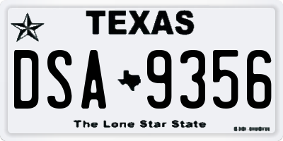 TX license plate DSA9356