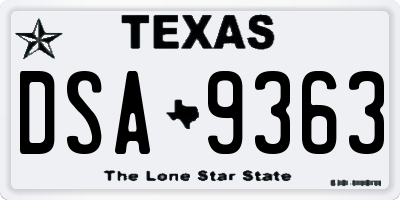 TX license plate DSA9363