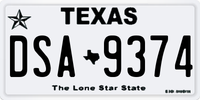 TX license plate DSA9374