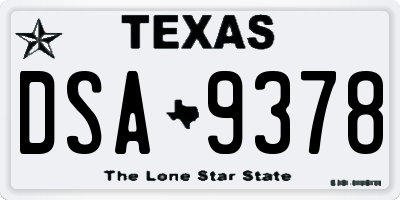 TX license plate DSA9378