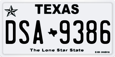 TX license plate DSA9386