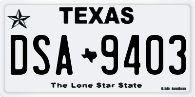 TX license plate DSA9403