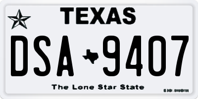 TX license plate DSA9407
