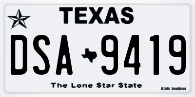 TX license plate DSA9419