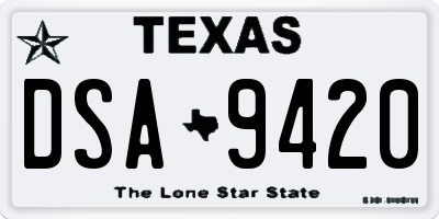 TX license plate DSA9420