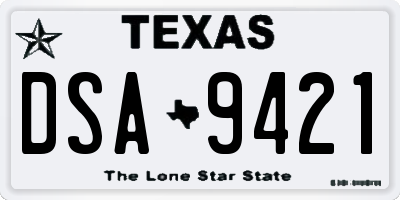 TX license plate DSA9421
