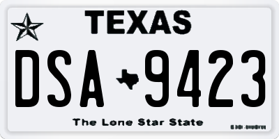 TX license plate DSA9423
