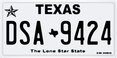 TX license plate DSA9424