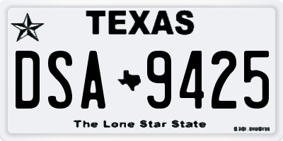 TX license plate DSA9425