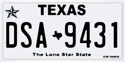 TX license plate DSA9431