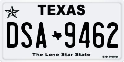 TX license plate DSA9462
