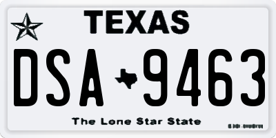 TX license plate DSA9463
