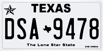 TX license plate DSA9478