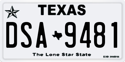 TX license plate DSA9481