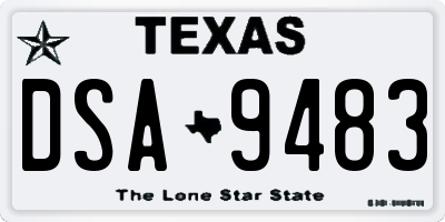 TX license plate DSA9483