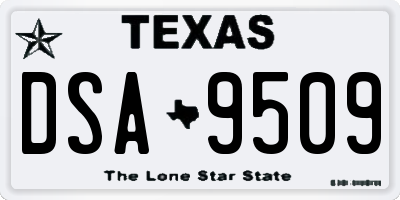 TX license plate DSA9509